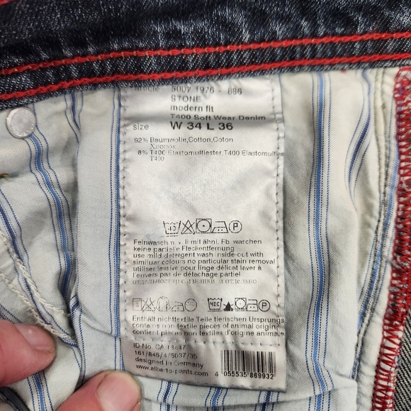 ALBERTO Jeans T400 Blue Stone Modern Fit Soft Wear Denim 34x36 Actual 34X31 - Picture 8 of 12